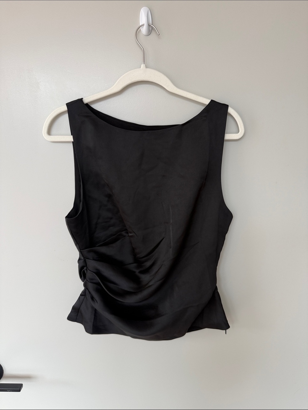 Aritzia Black Sleeveless Draped Side-Tie Camisole